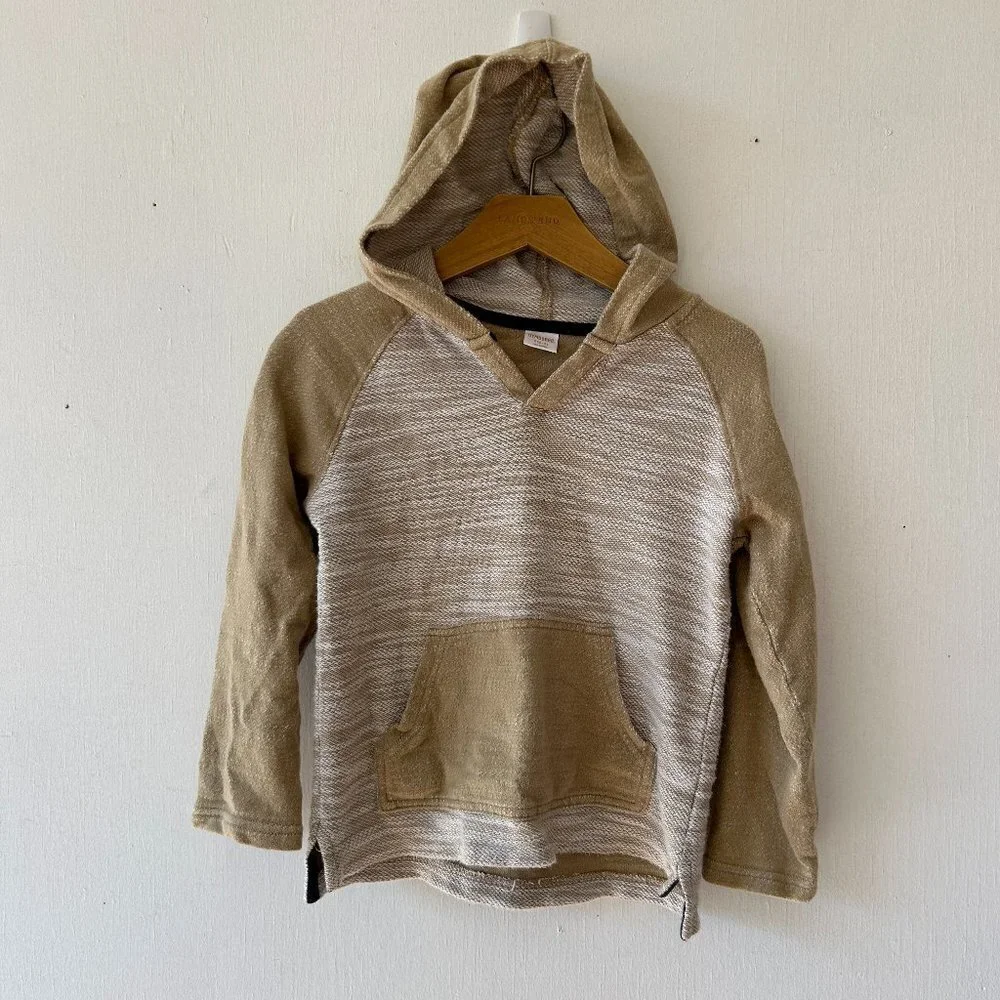 Gymboree‎ Sweater Boys Small Hooded Beige Pullover Pocket Minimalist Old Money